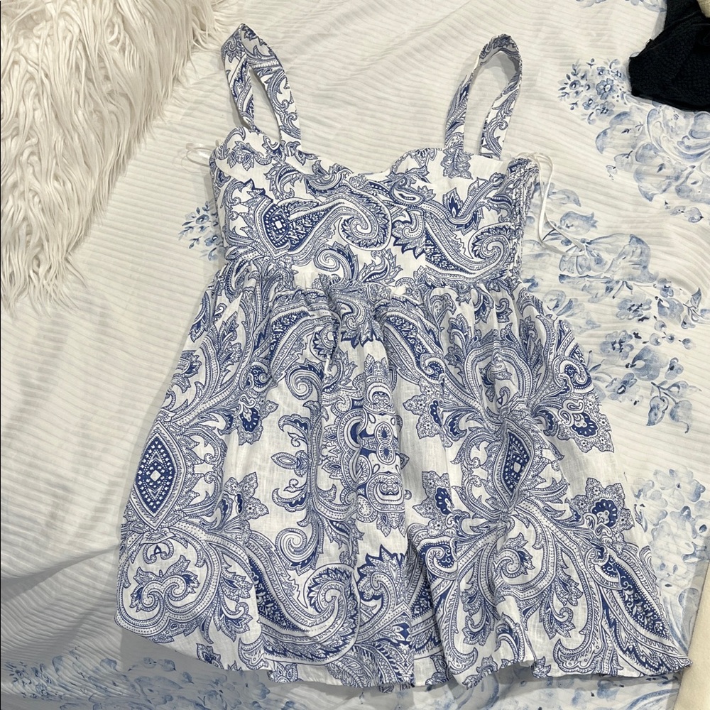 Zara women’s blue and white mini dress NWT